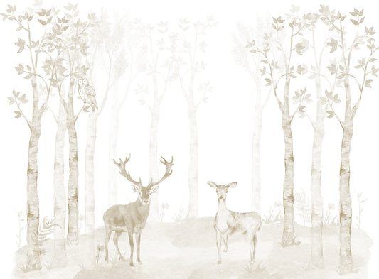 Neutral Forest Friends Wallpaper
